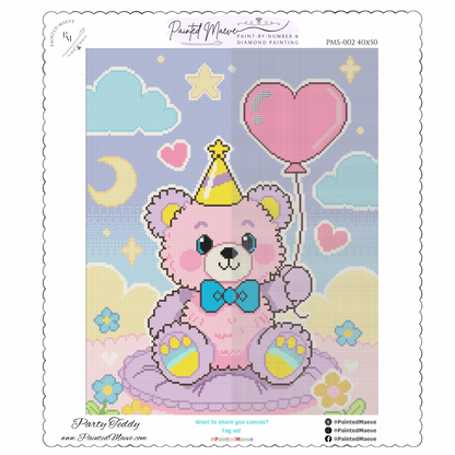 Party Teddy: Hand-Rendered Diamond Painting Collection
