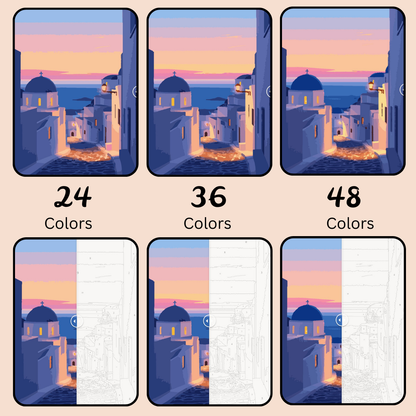 Road in Santorini: Paint-by-Number Collection (24/36/48 colors | No Frame)