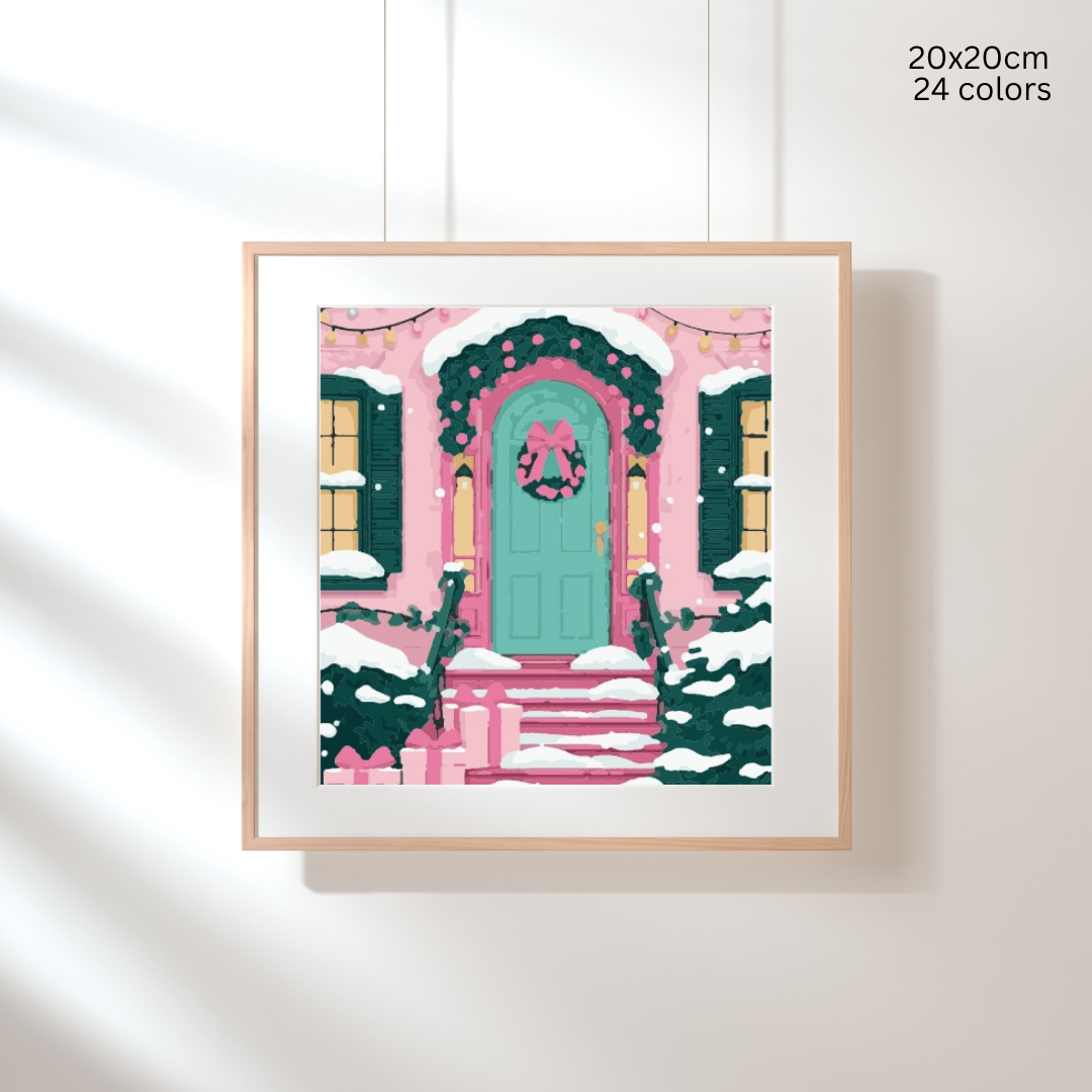 Pinky Present Porch: Paint-by-Number Christmas Collection (24/36/48 colors | No Frame)