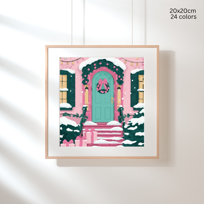 Pinky Present Porch: Paint-by-Number Christmas Collection (24/36/48 colors | No Frame)