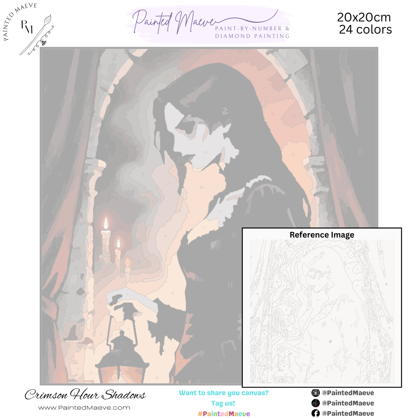 Crimson Hour Shadows: Paint-by-Number Halloween Collection (24/36/48 colors | No Frame)