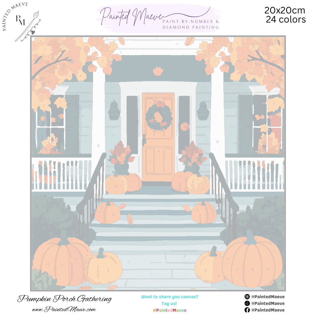 Pumpkin Porch Gathering: Paint-by-Number Halloween Collection (24/36/48 colors | No Frame)