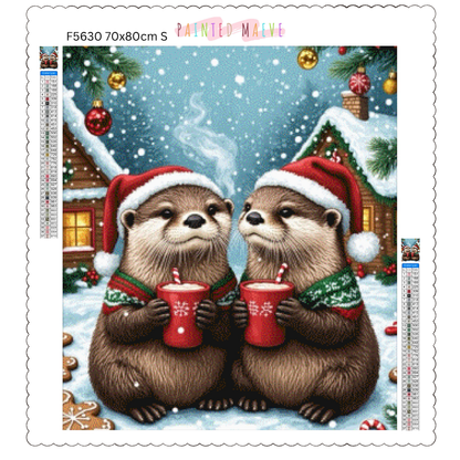 Otters and Cocoa: Diamond Painting Christmas Collection