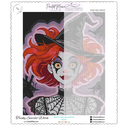 Tricky Scarlet Witch: Hand-Rendered Diamond Painting Halloween Collection