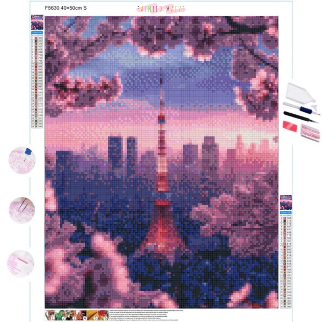 Cherry Blossom Glow: Diamond Painting Collection