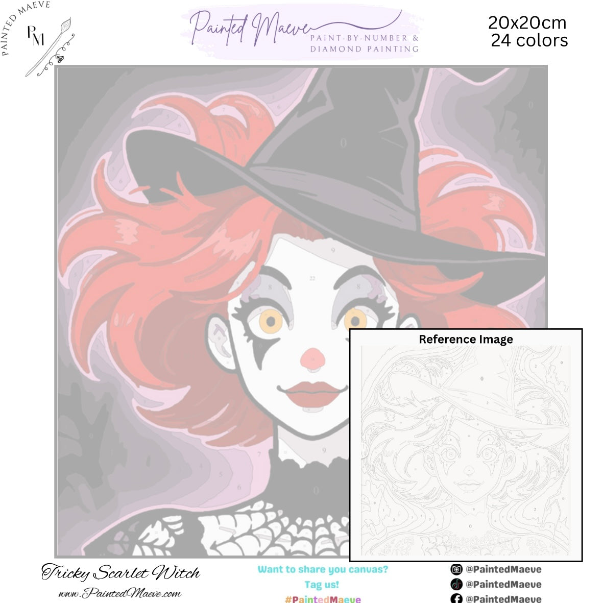 Tricky Scarlet Witch: Paint-by-Number Halloween Collection (24/36/48 colors | No Frame)
