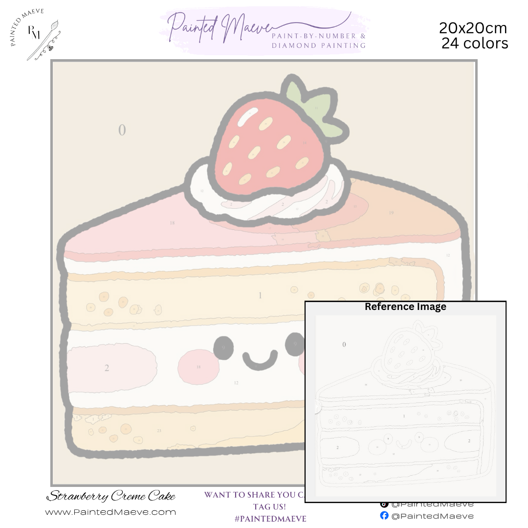 Strawberry Creme Cake: MINI Paint-by-Number Collection (24/36/48 colors | No Frame)