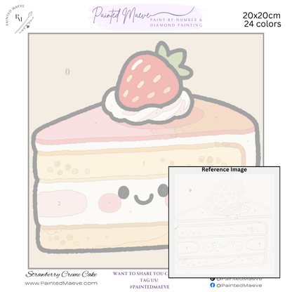 Strawberry Creme Cake: MINI Paint-by-Number Collection (24/36/48 colors | No Frame)