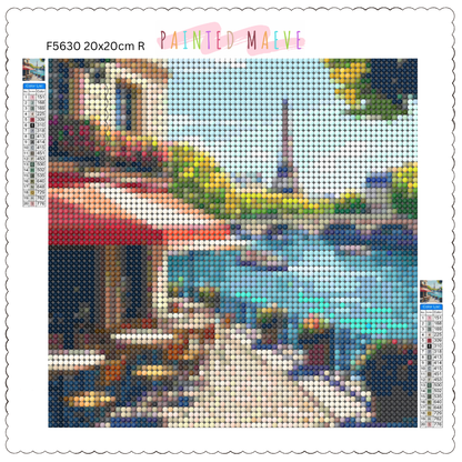Eiffel's Riverside Charm: Diamond Painting Collection