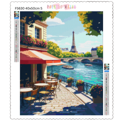 Eiffel's Riverside Charm: Diamond Painting Collection