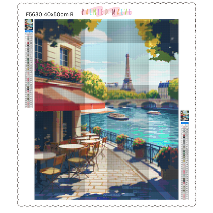 Eiffel's Riverside Charm: Diamond Painting Collection