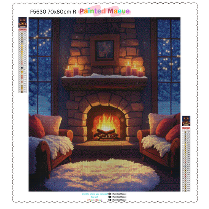 Snowy Fireplace: Diamond Painting Christmas Collection