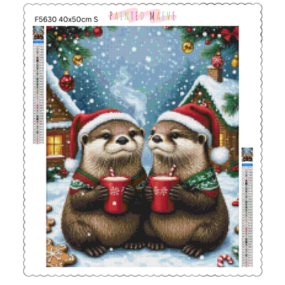 Otters and Cocoa: Diamond Painting Christmas Collection