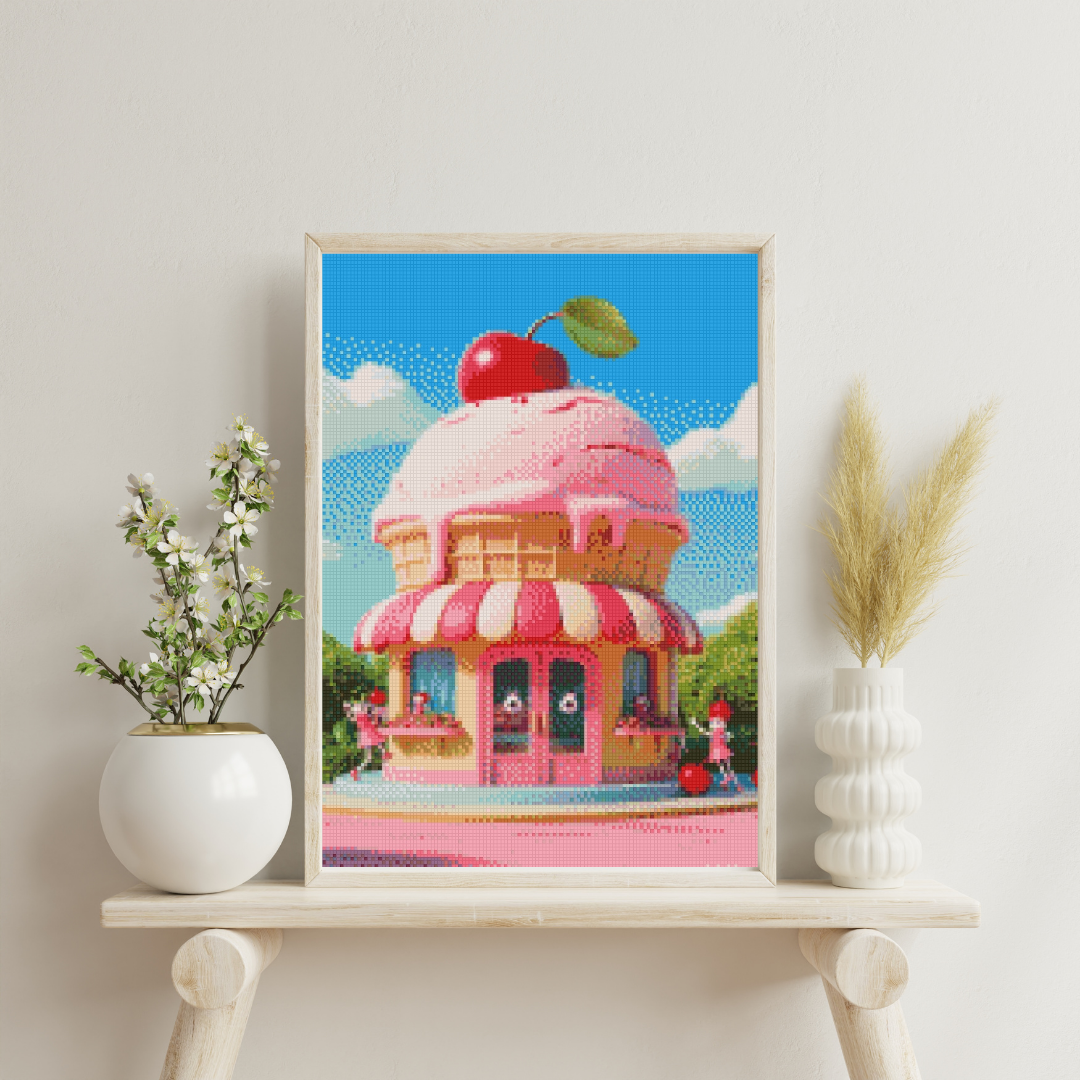 Strawberry Ice Cream Shop: Diamond Painting Collection