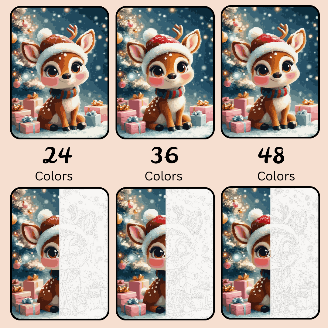 Gifts, Lights & Antlers: Paint-by-Number Christmas Collection (24/36/48 colors | No Frame)