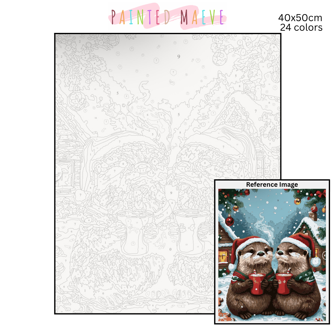 Otters & Cocoa: Paint-by-Number Christmas Collection (24/36/48 colors | No Frame)