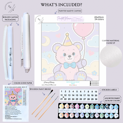 Party Teddy: Paint-by-Number Collection (24/36/48 colors | No Frame)