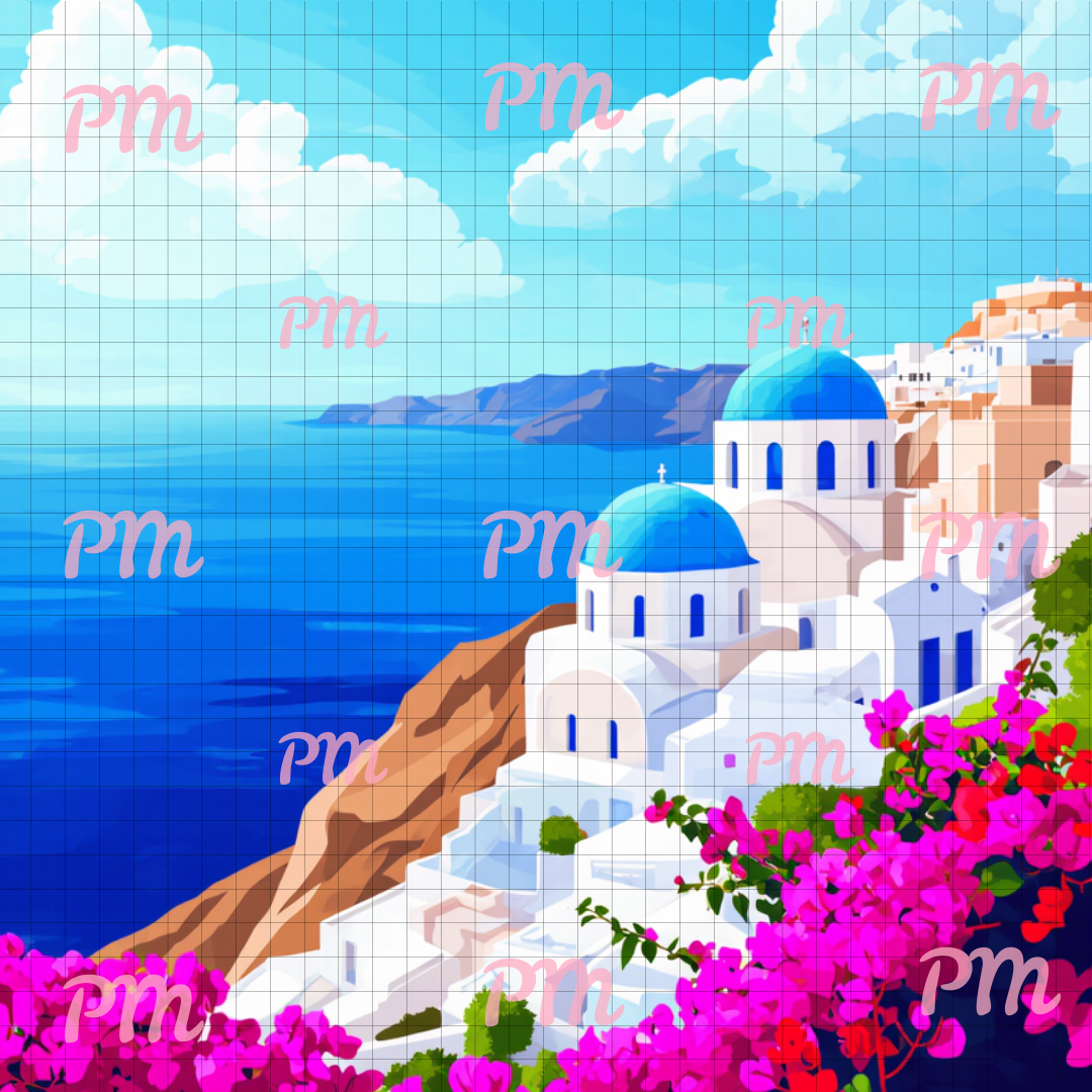 Santorini Bliss: Paint-by-Number Collection (24/36/48 colors | No Frame)