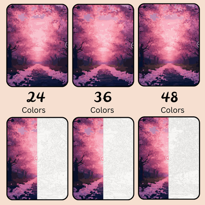 Cherry Blossom Stroll: Paint-by-Number Collection (24/36/48 colors | No Frame)