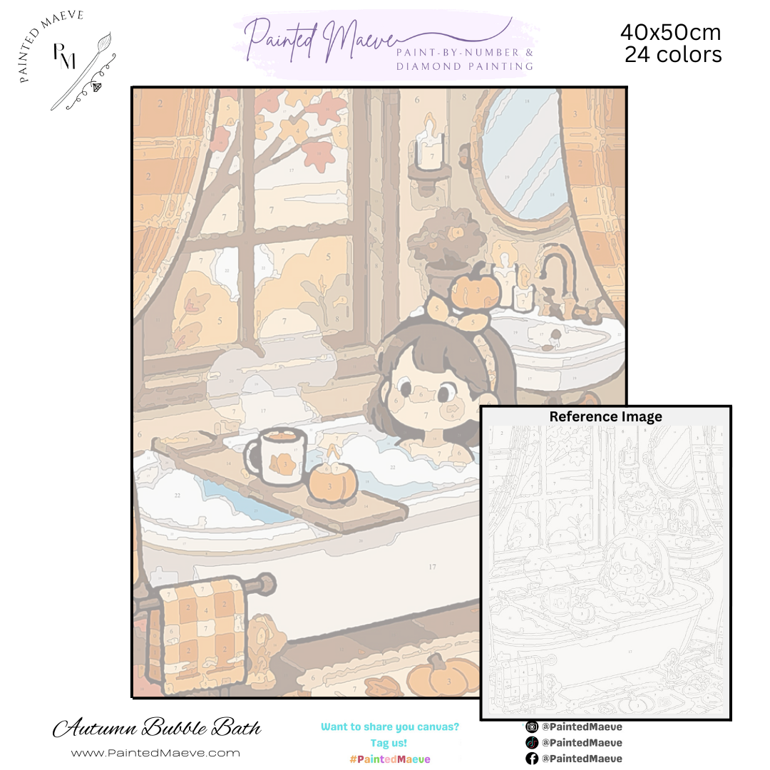 Autumn Bubble Bath: Paint-by-Number Collection (24/36/48 colors | No Frame)