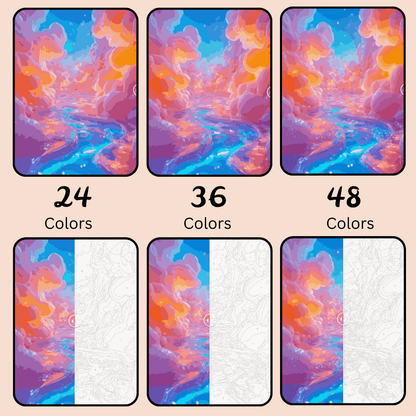 Candy Land River : Paint-by-Number Collection (24/36/48 colors | No Frame)