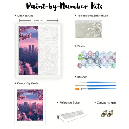 Cherry Blossom Glow: Paint-by-Number Collection (24/36/48 colors | No Frame)