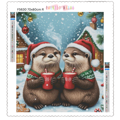 Otters and Cocoa: Diamond Painting Christmas Collection
