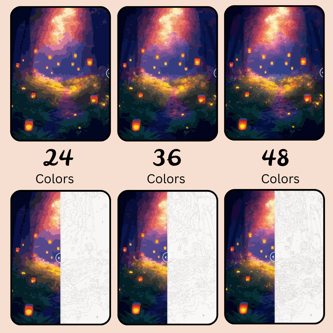 Mystic Lantern Isle: Paint-by-Number Collection (24/36/48 colors | No Frame)