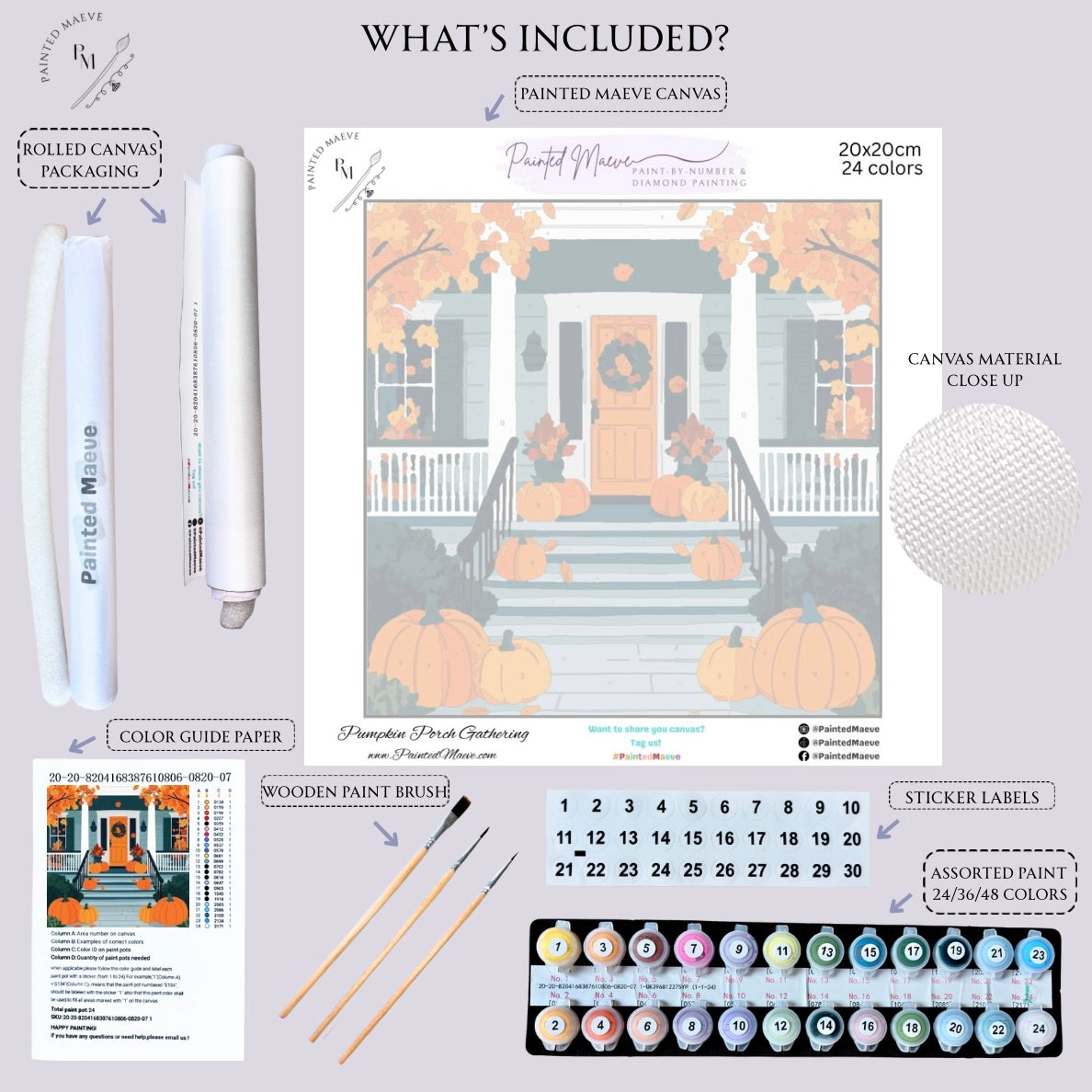 Pumpkin Porch Gathering: Paint-by-Number Halloween Collection (24/36/48 colors | No Frame)