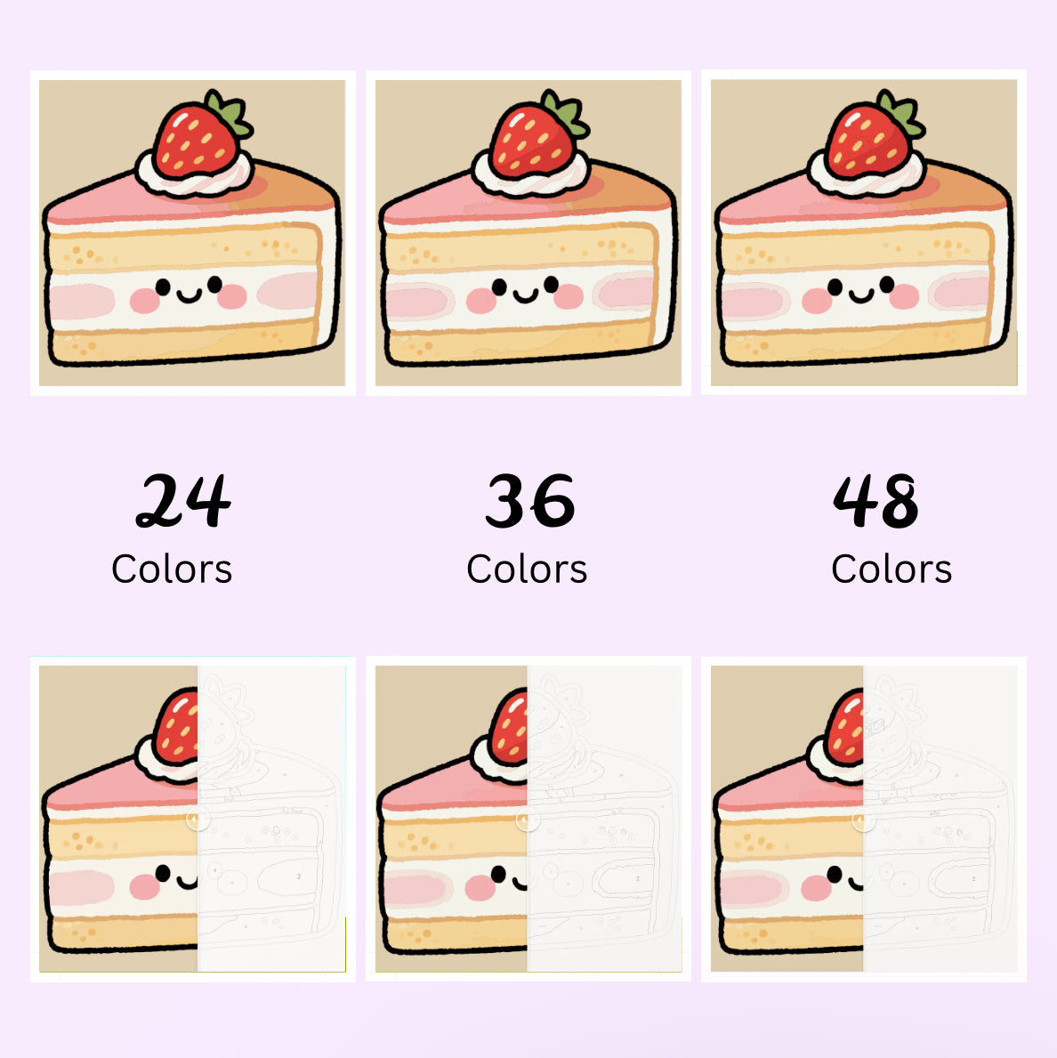 Strawberry Creme Cake: MINI Paint-by-Number Collection (24/36/48 colors | No Frame)