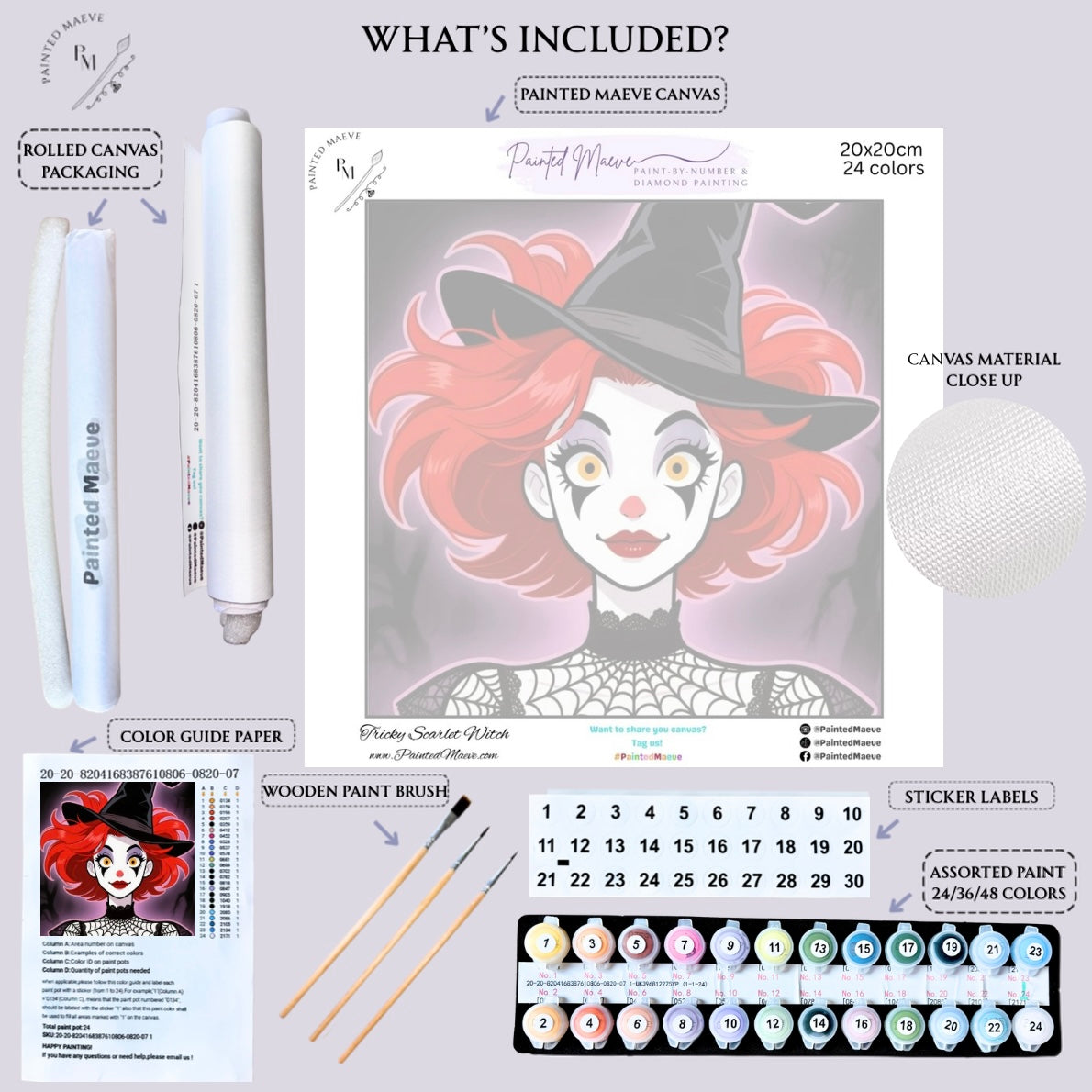 Tricky Scarlet Witch: Paint-by-Number Halloween Collection (24/36/48 colors | No Frame)