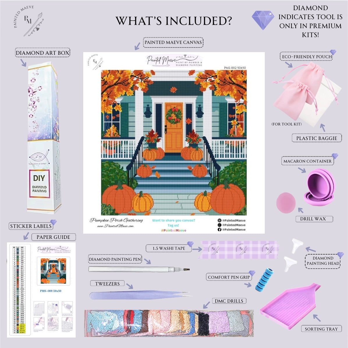 Pumpkin Porch Gathering: Hand-Rendered Diamond Painting Halloween Collection