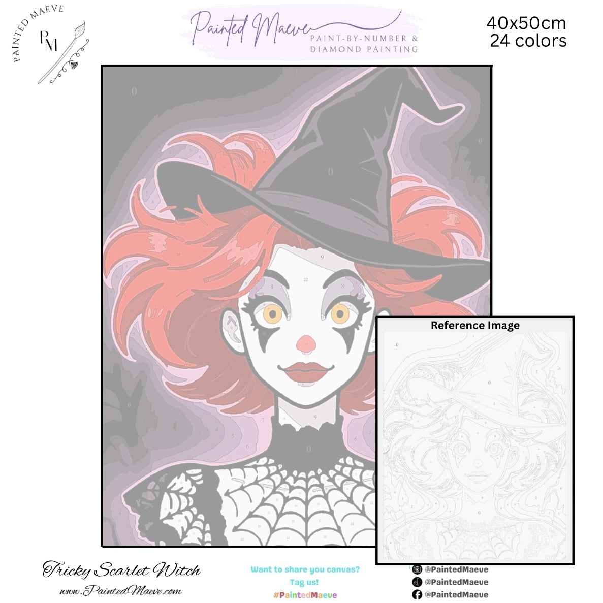 Tricky Scarlet Witch: Paint-by-Number Halloween Collection (24/36/48 colors | No Frame)