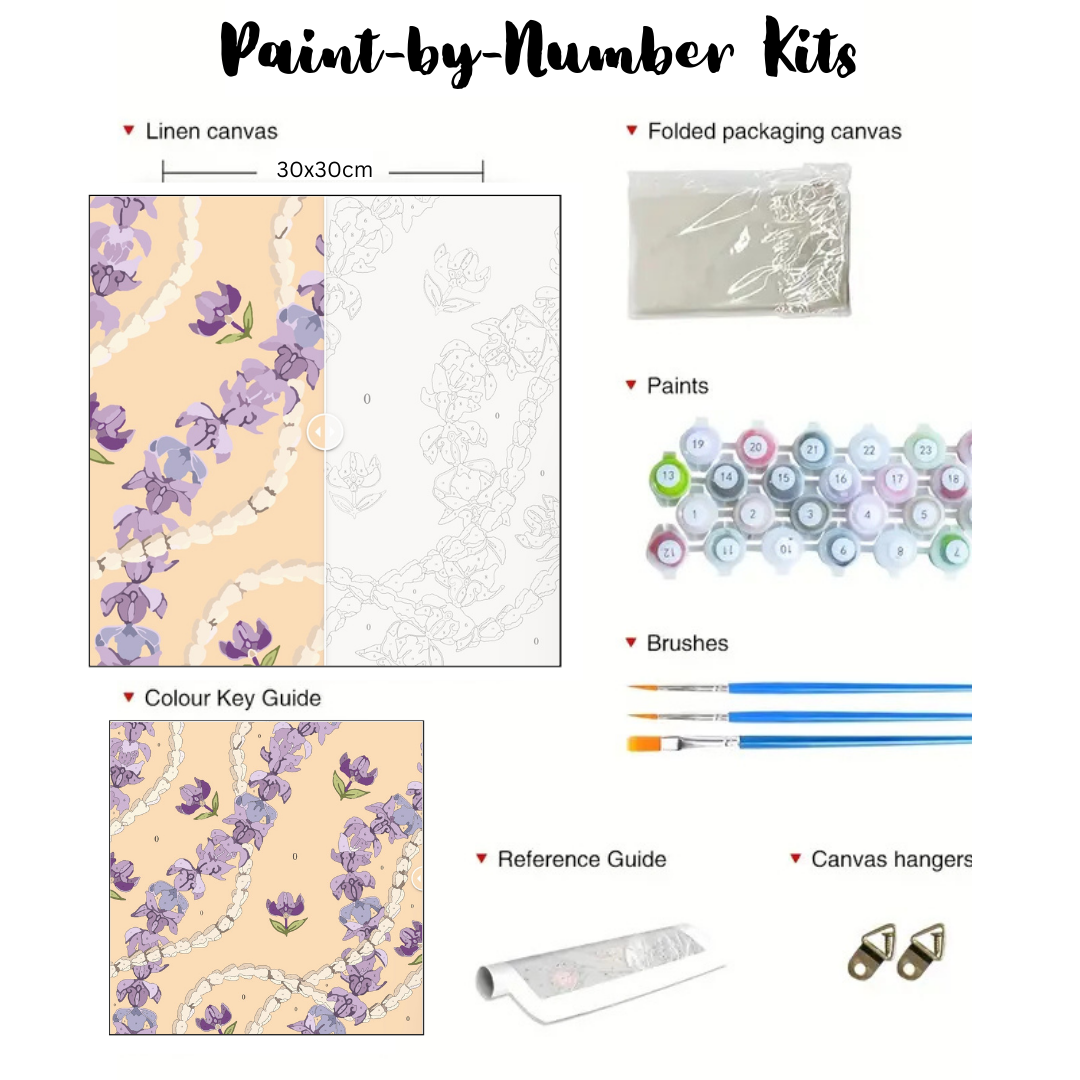 Crown Flower & Pikake: Paint-by-Number Collection (24/36/48 colors | No Frame)
