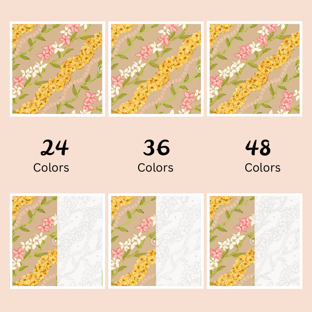Pikake, Puakenikeni & Plumeria: Paint-by-Number Collection (24/36/48 colors | No Frame)