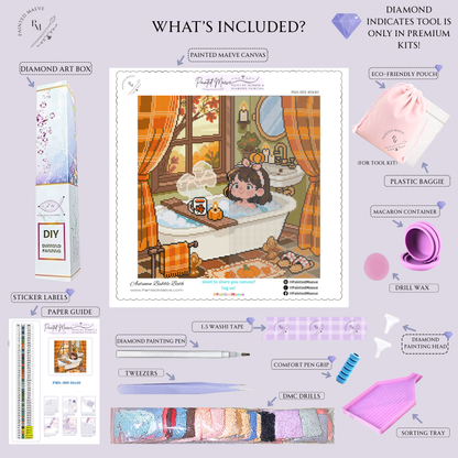 Autumn Bubble Bath: Hand-Rendered Diamond Painting Collection