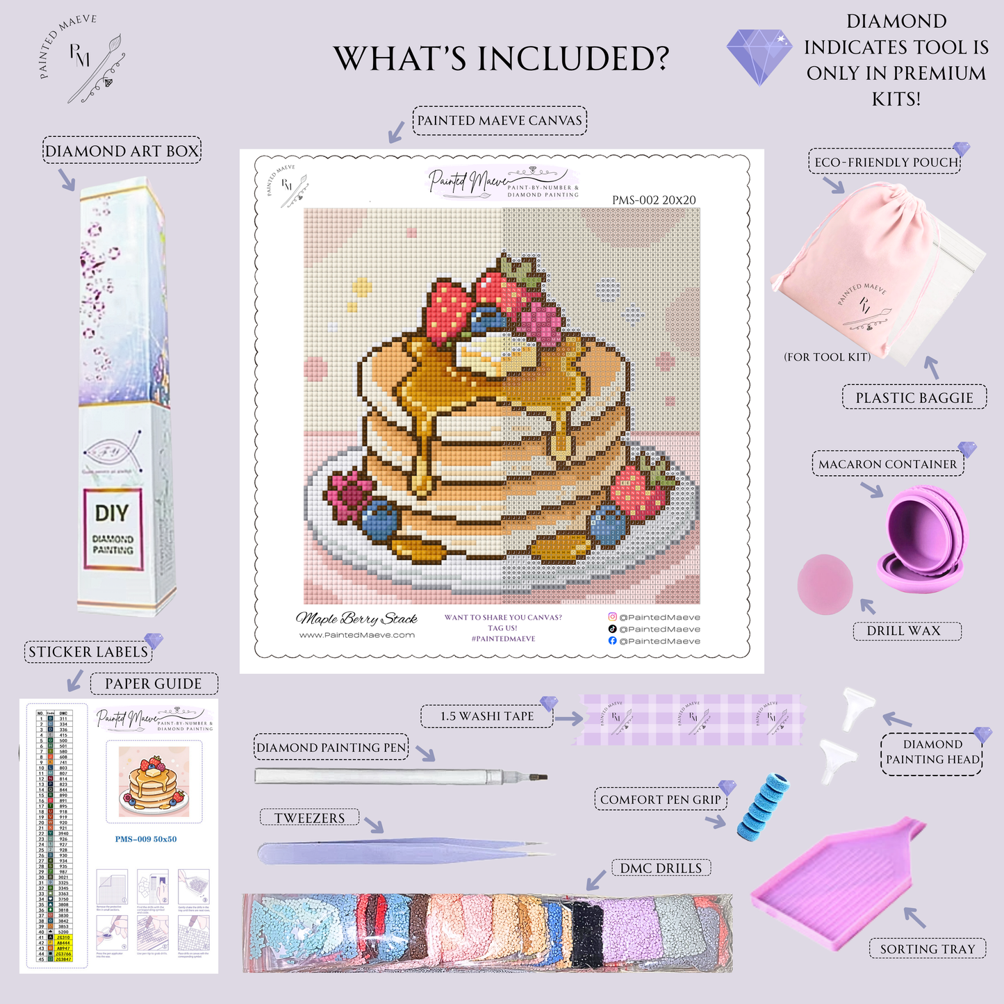Maple Berry Stack: MINI Hand-Rendered Diamond Painting Collection