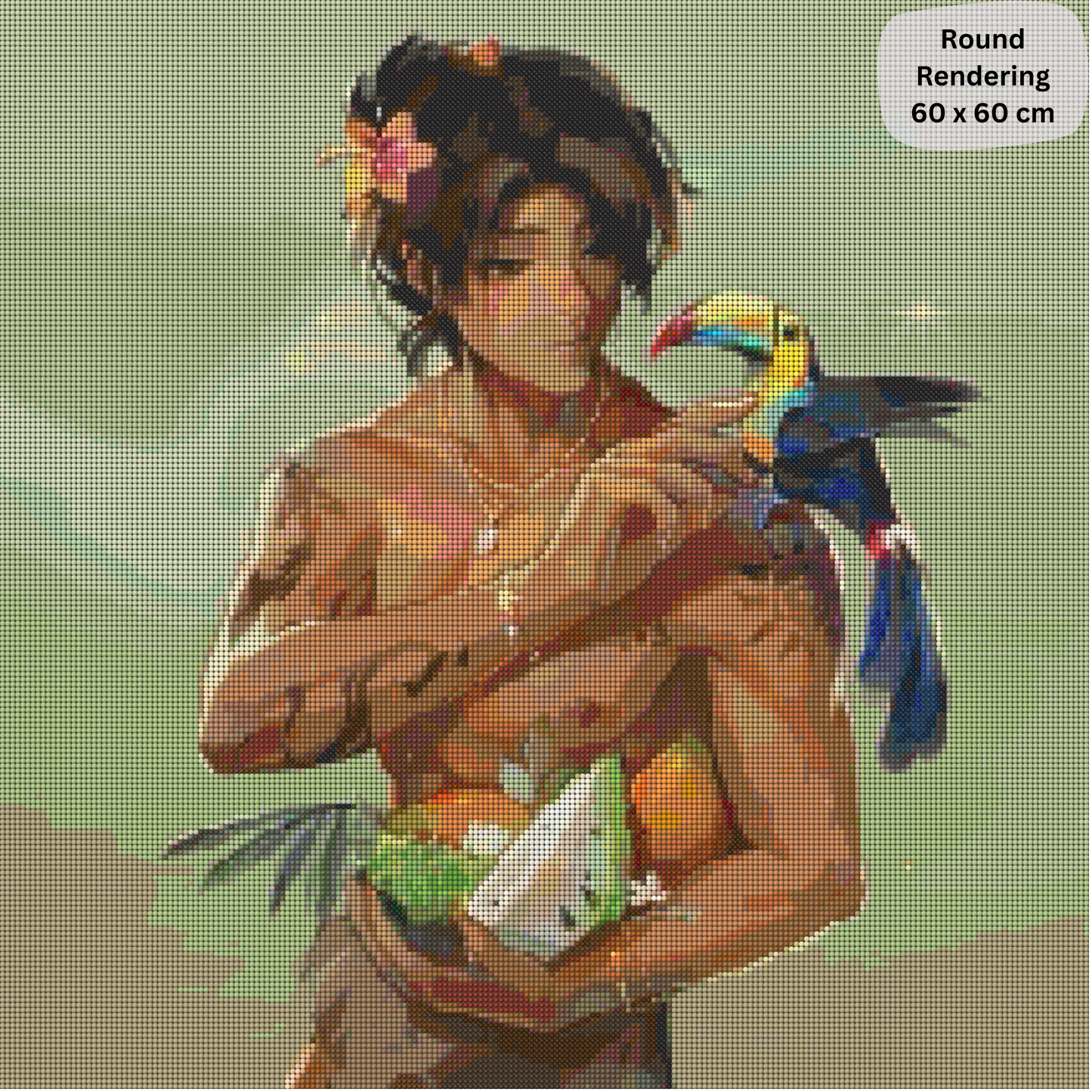 Tropical Breeze: Hybrid-Rendered Diamond Painting