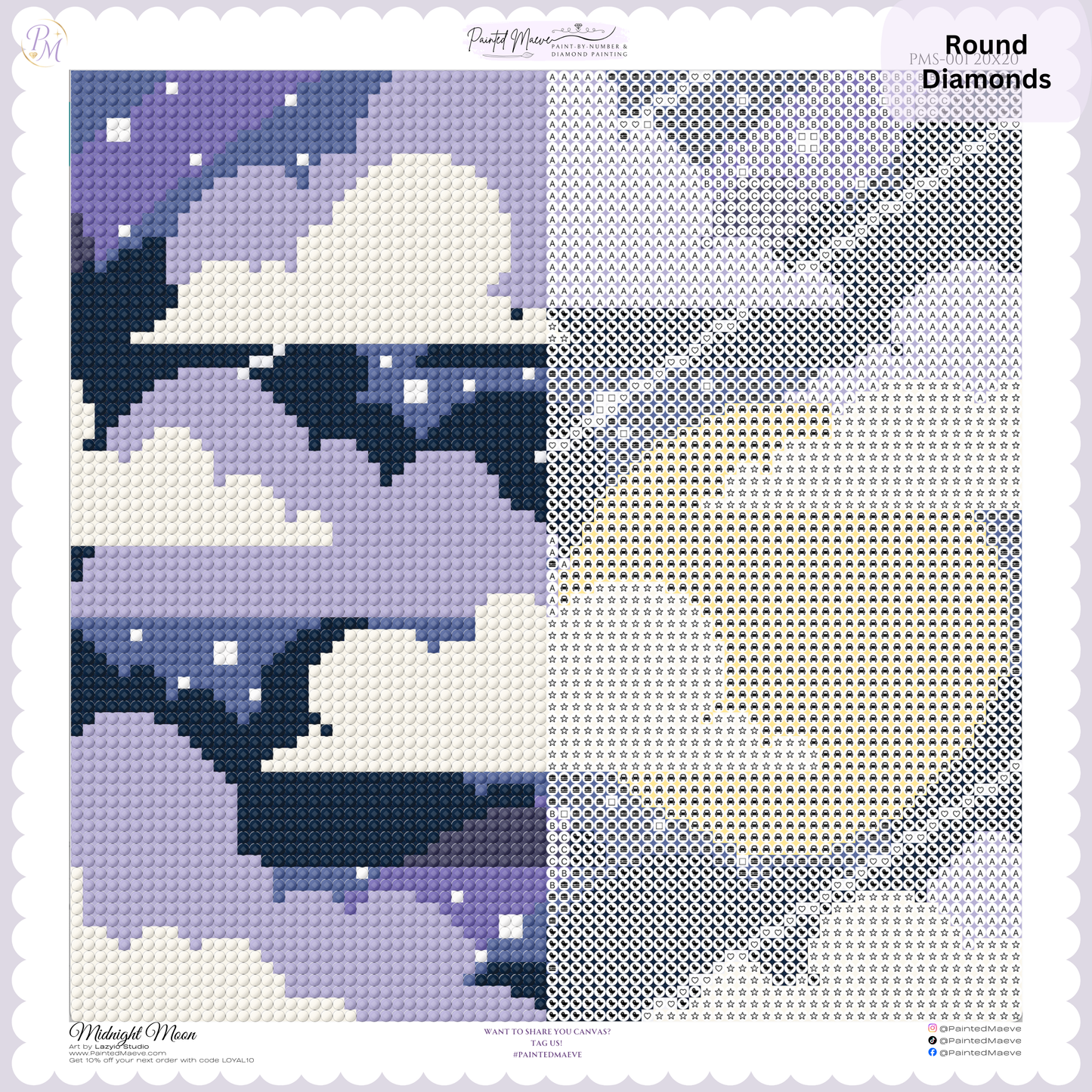 Midnight Moon: MINI Hand-Rendered Diamond Painting