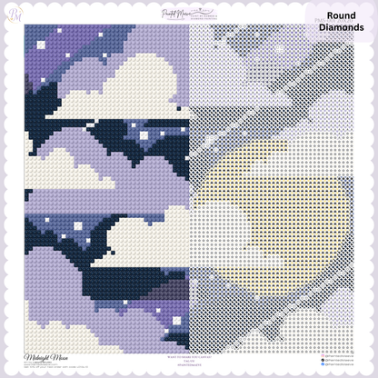 Midnight Moon: MINI Hand-Rendered Diamond Painting