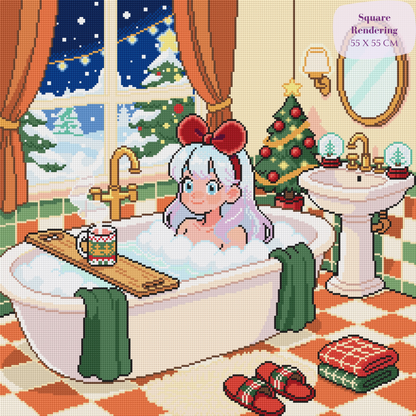Frosty Holiday Spa Hand-Rendered Diamond Painting