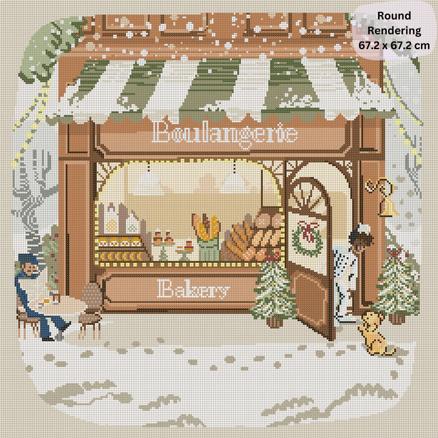 Croissants in the Snow: Hand-Rendered Diamond Painting