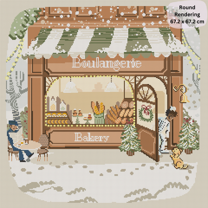Croissants in the Snow: Hand-Rendered Diamond Painting