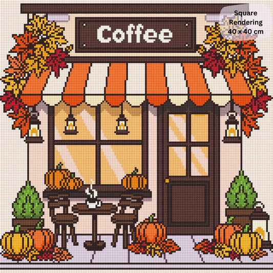 Pumpkin Brew Cafe Hand-Rendered Diamond Painting Collection