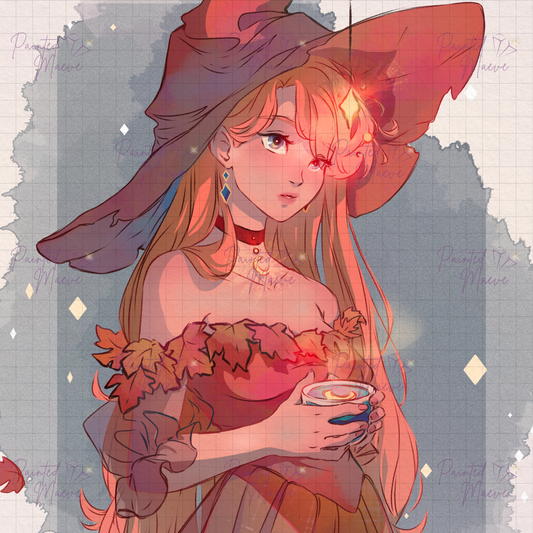 Emberlight Witch: Hand-Rendered Diamond Painting