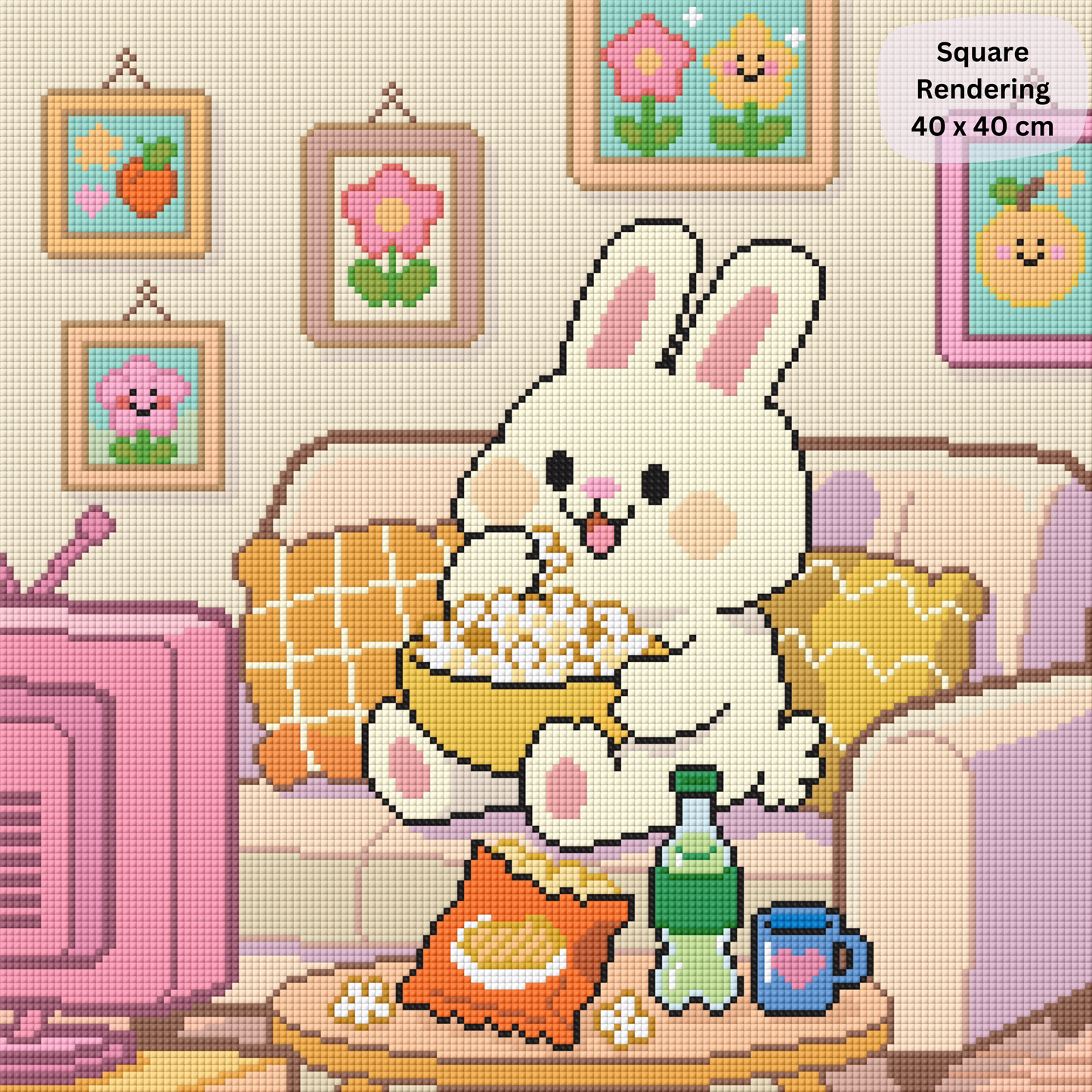 Cozy Bunny Munchies Hand-Rendered Diamond Painting