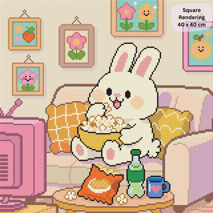 Cozy Bunny Munchies Hand-Rendered Diamond Painting