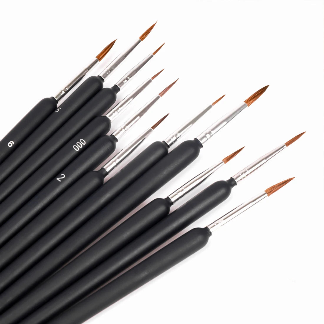 10Pc Painted Maeve Wolf Hair Hook Line Paint Brushes